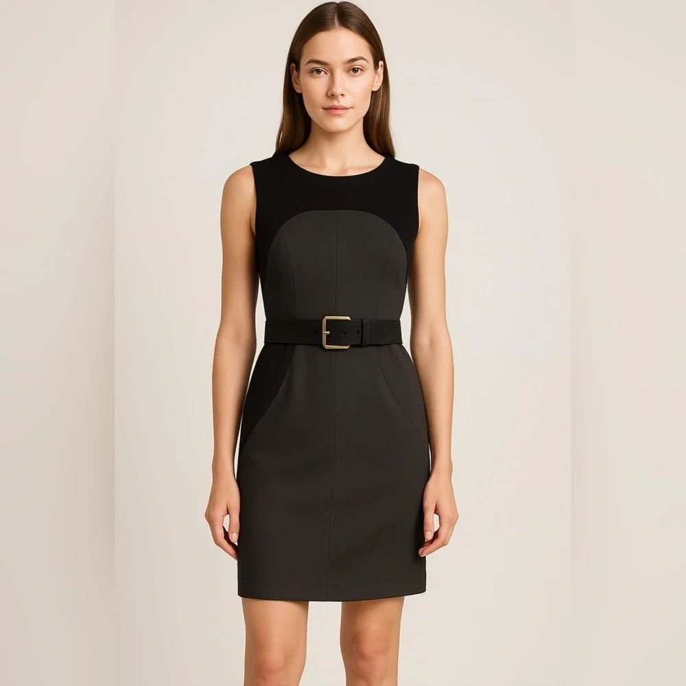 Milly New York Wool Colorblock Sleeveless Tank Dress